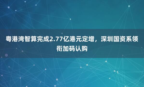 粤港湾智算完成2.77亿港元定增,深圳国资系领衔加码认购